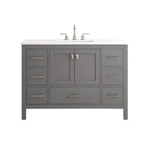 Vanea 48" Bathroom Vanity in Gray with White Quartz Top