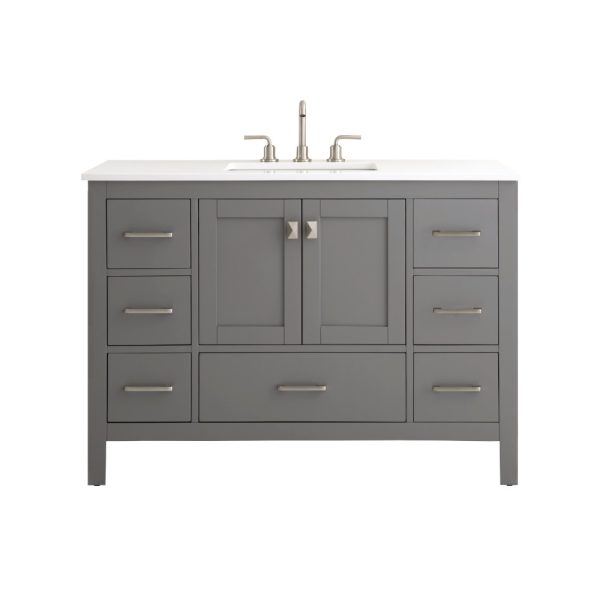 Vanea 48" Bathroom Vanity in Gray with White Quartz Top