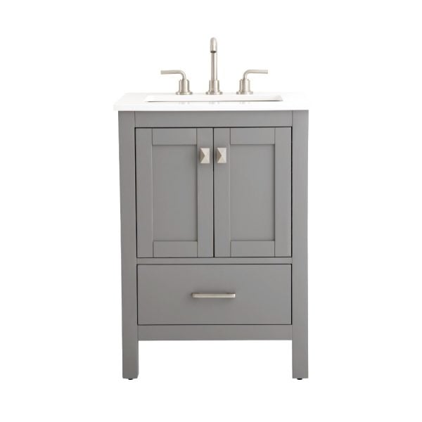 Vanea 24" Bathroom Vanity in Gray with White Quartz Top