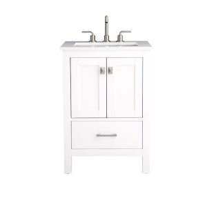 Vanea 24" Bathroom Vanity in White with White Quartz Top