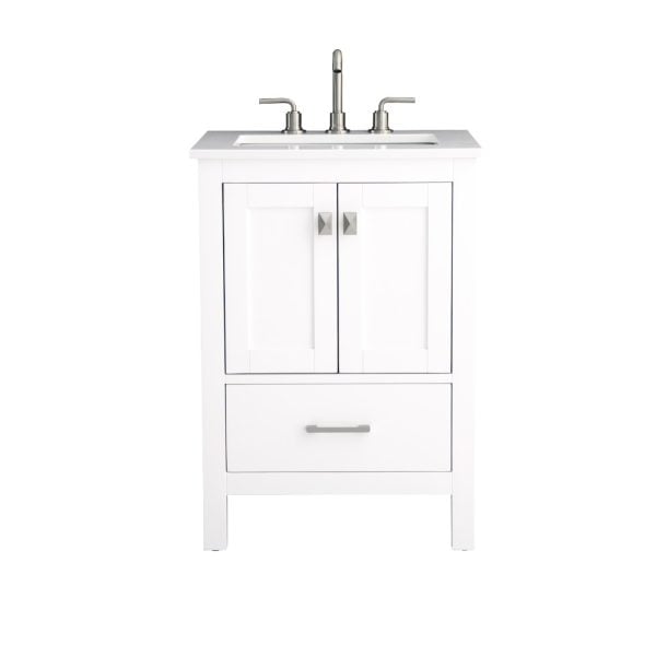 Vanea 24" Bathroom Vanity in White with White Quartz Top