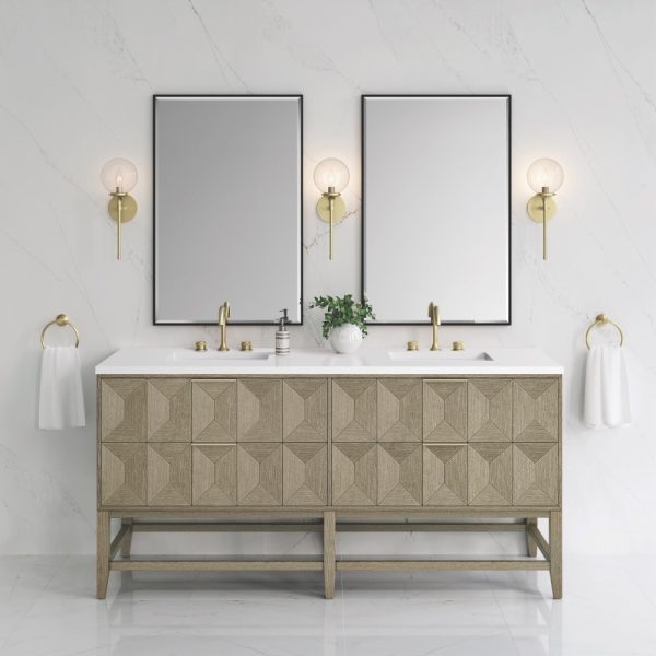 Emmeline 72" Double Vanity, Pebble Oak