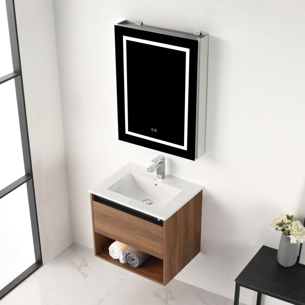 Bergen 24" vanity with LED lighting with ceramic top